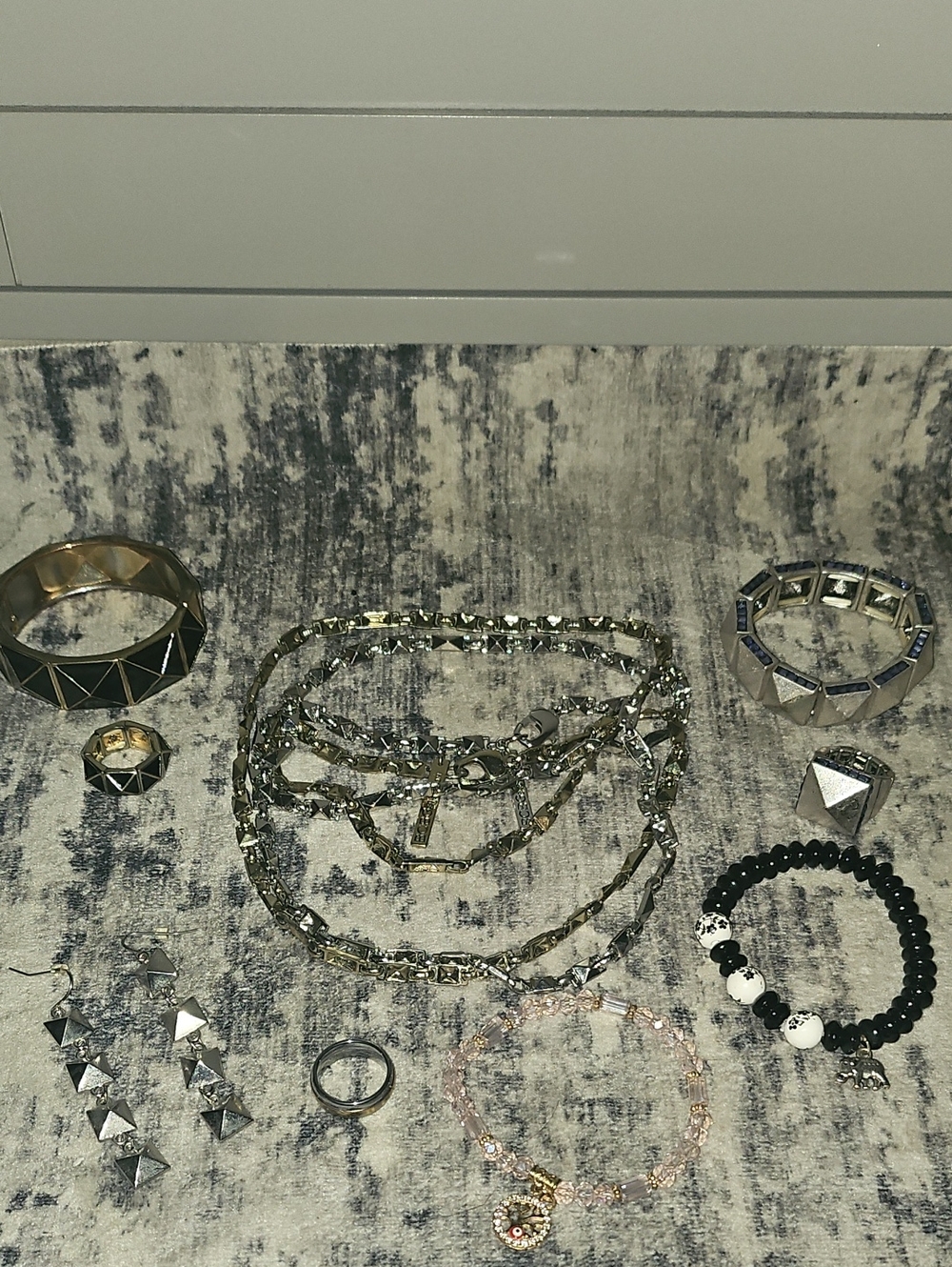 Jewelry Bundle 10 Items Mixed Metal Set Layered Chains & Bracelets Rings Earring - Picture 3 of 16